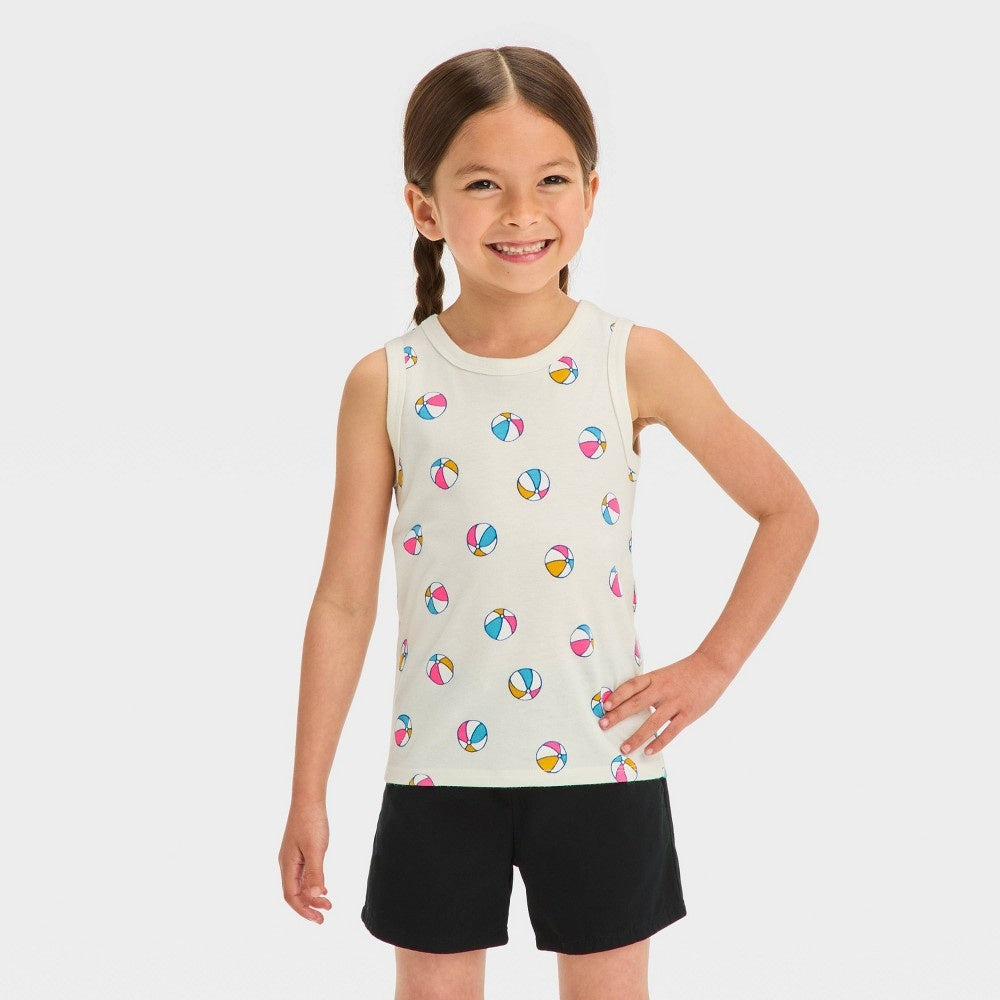 Toddler Girls' Beachball Shirt - Cream 2T