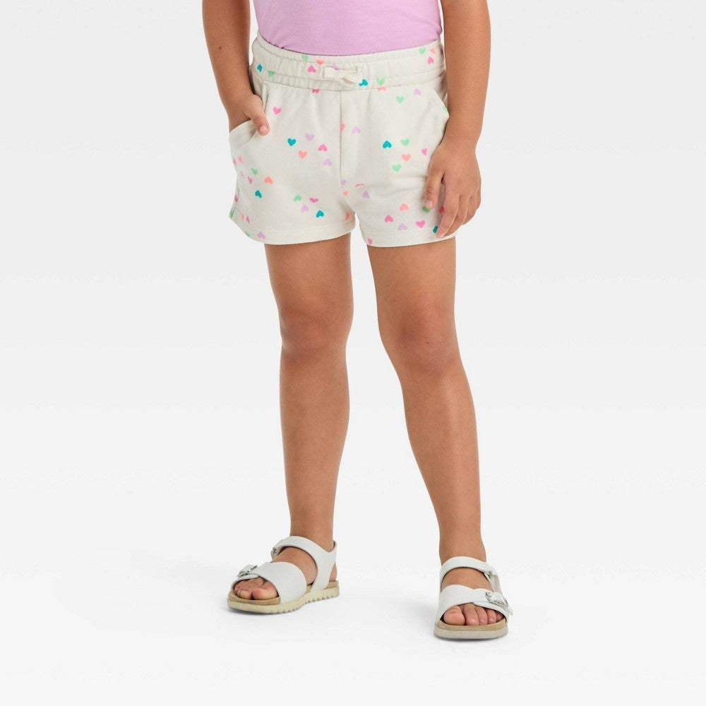 Toddler Cream Hearts Knit Shorts - Cream 18M