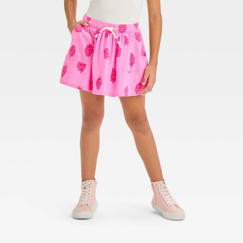 Girls' Knit Patch Pocket Skort - Pink XS