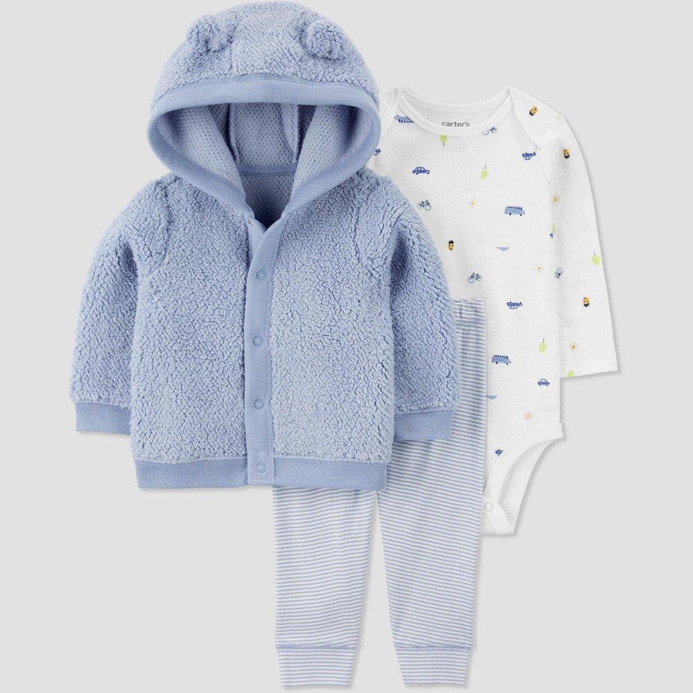 Baby Bus 3pc Top & Bottom Set - Blue 6M