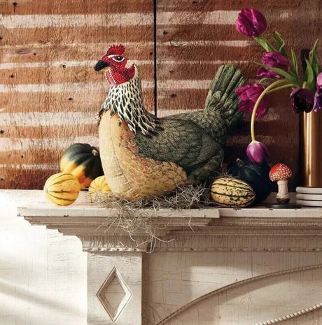2024 Plush Beaded Chicken Pillow 14”x13” Thanksgiving