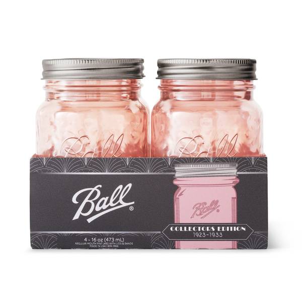 Ball 16oz 4pk Glass Regular Mouth Rose Vintage Mason Jar with Lid and Band