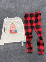 Girls' 2pc Christmas 'Holiday Cat' Long Sleeve Pajama Set - Cat & Jack™ Red/Crea