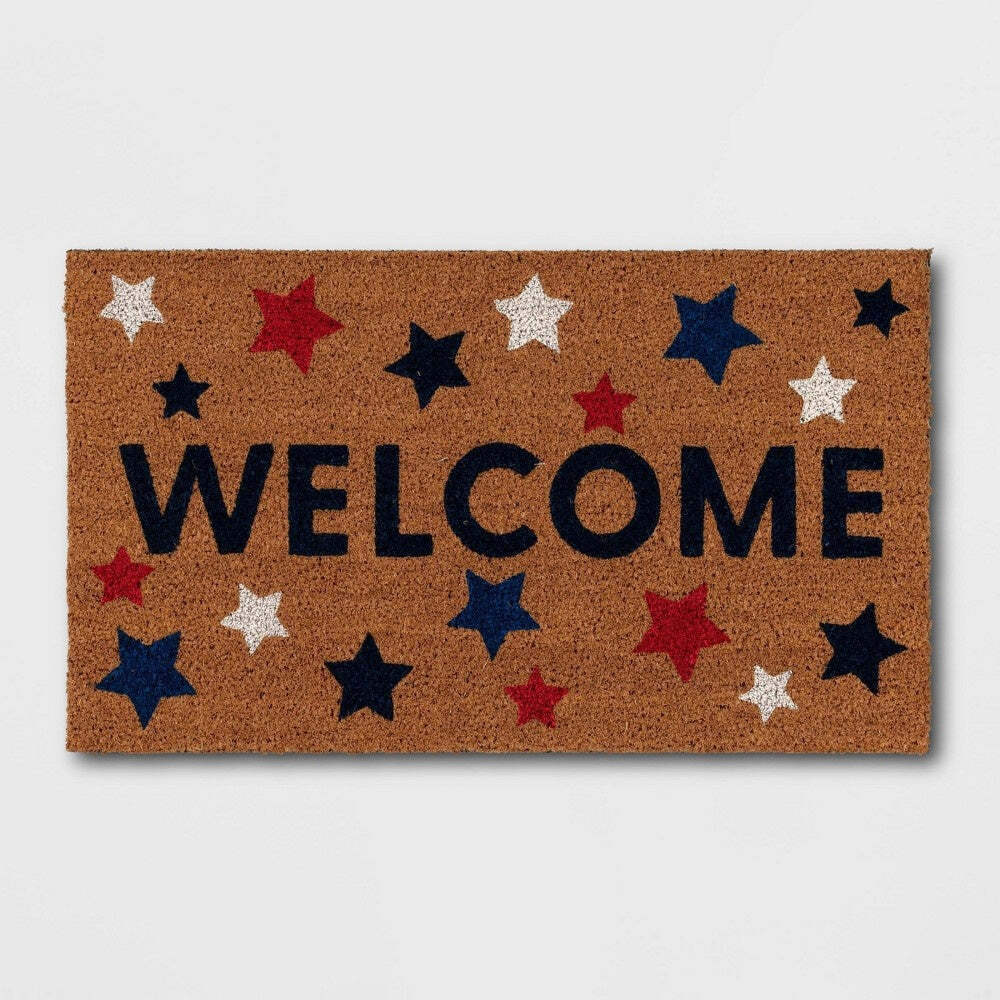 1'4"x2'4" American 'Welcome' Stars Doormat Natural