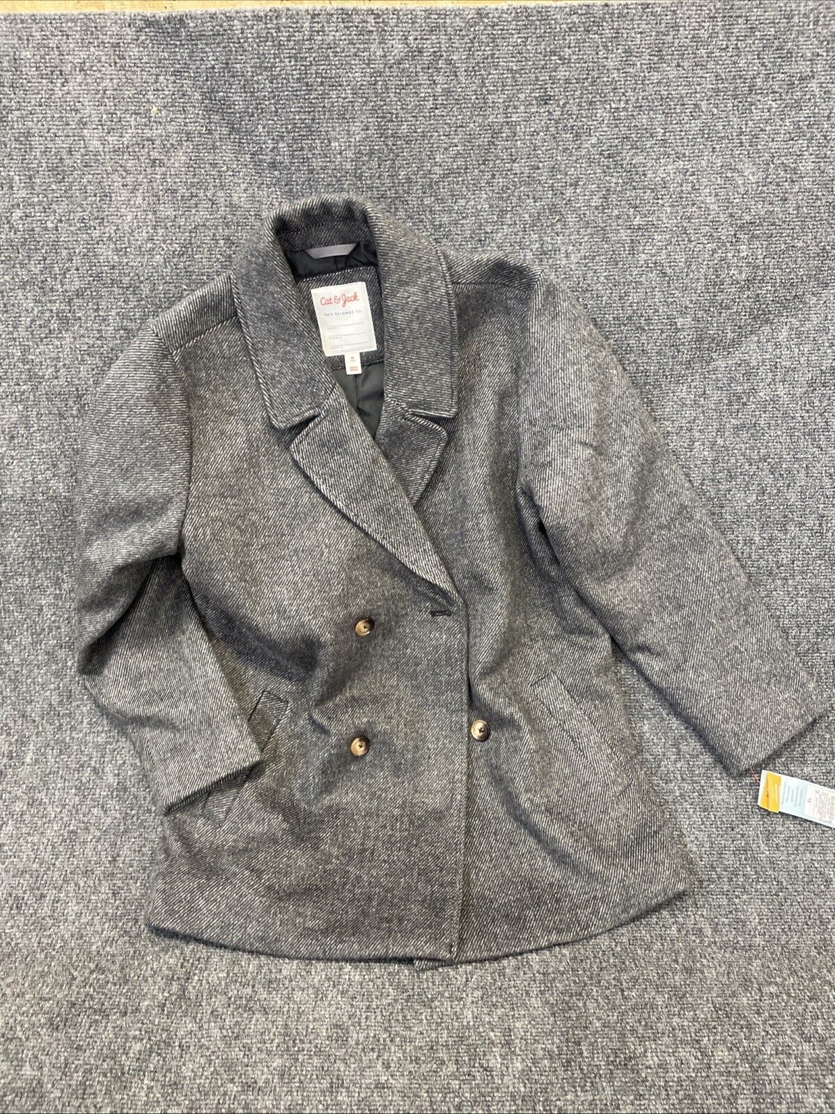 Boys' Solid Pea Coat - Cat & Jack Charcoal Gray S