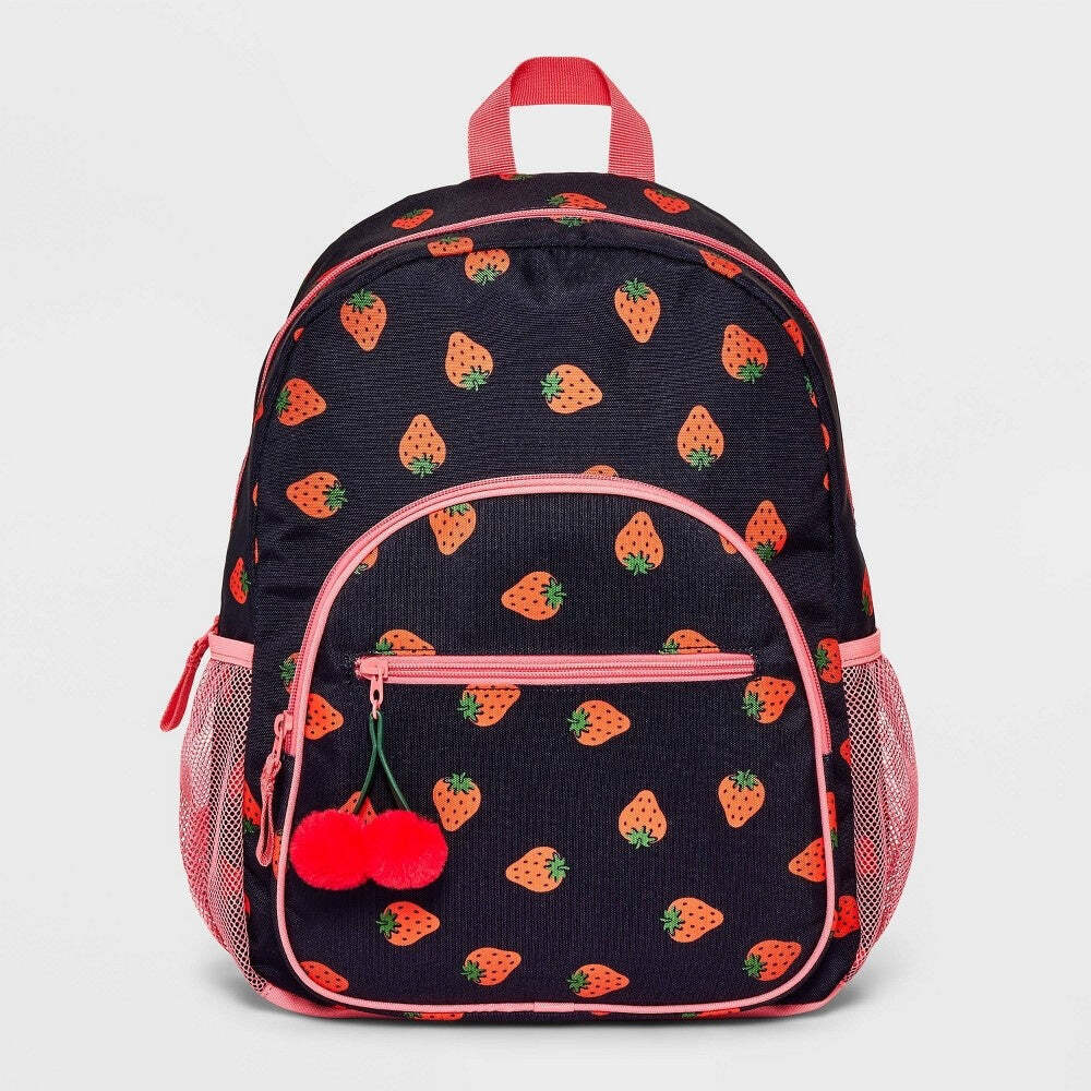 Girls' 16" Dome Backpack with Charm with Pink Strawberry
