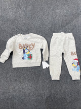 Toddler Boys' Bluey Bingo Christmas 2pc Fleece Top and Bottom Set - Oatmeal 3T