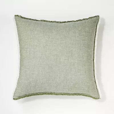 Oversized Reversible Linen Square Throw Pillow with Frayed Edges threshold