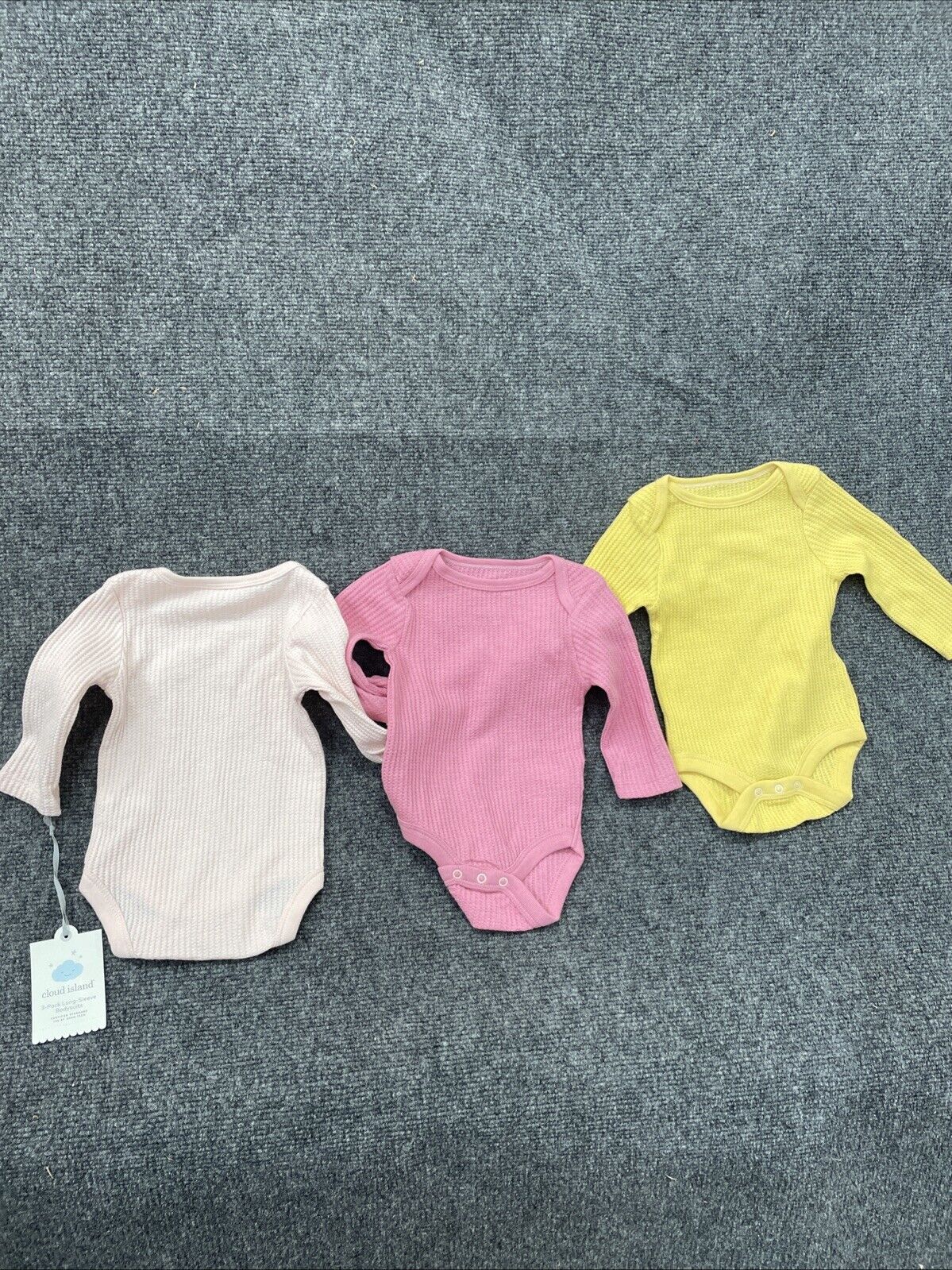 Baby Girls' 3pk Long Sleeve Waffle Bodysuit - Cloud Island™ Pink 0-3M