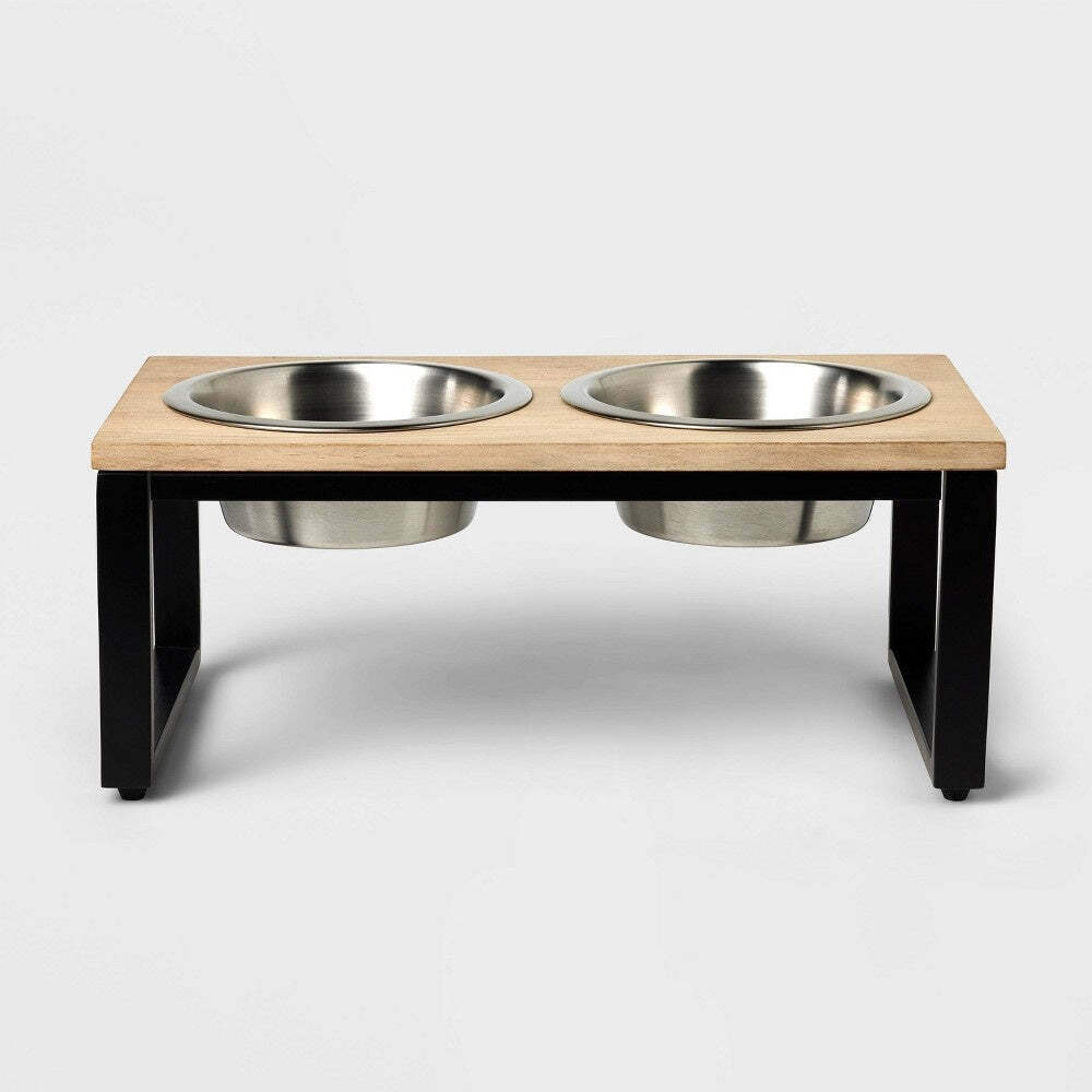2 Cup Collapsible Short Elevated Feeder Double Cat & Dog Bowl