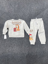 Toddler Boys' Bluey Bingo Christmas 2pc Fleece Top and Bottom Set - Oatmeal 3T