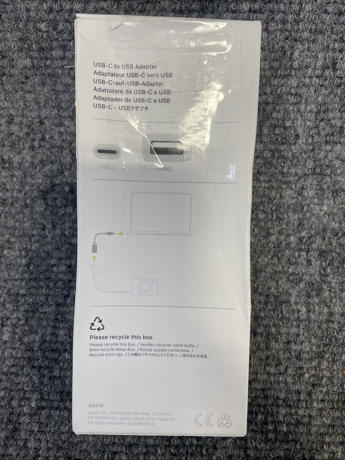 Apple USB-C to USB-a Adapter, Male to Female, White (MJ1M2AM/a)