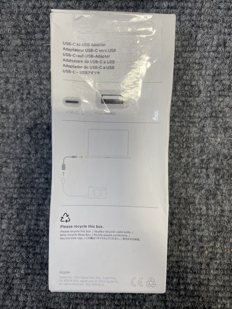Apple USB-C to USB-a Adapter, Male to Female, White (MJ1M2AM/a)