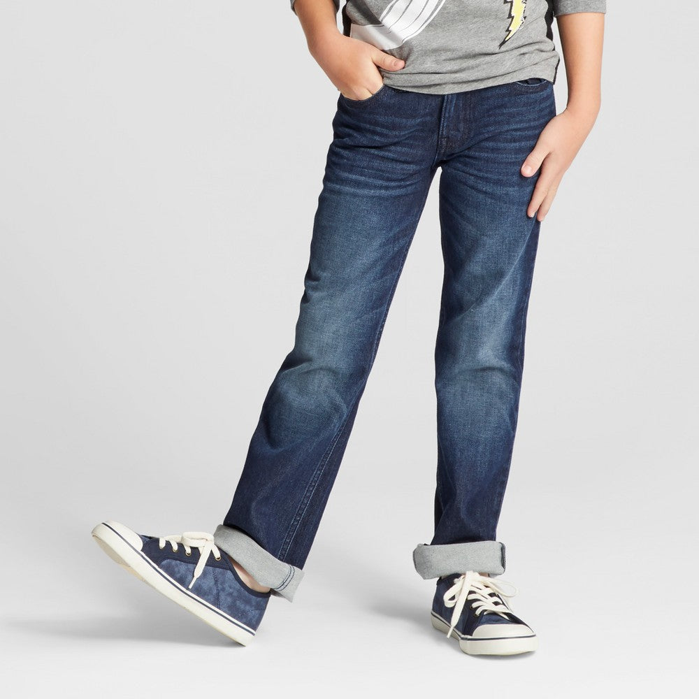 Boys' Stretch Straight Fit Jeans  Blue 16 Husky