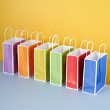 24 Gift Bags With Name Tags –Party Favor Bags With Handles & Stylish White Borders – Rainbow Goodie Bags Great for Birthday, Treat, Candy, – 6.5 x 3.5 x 8 Inch