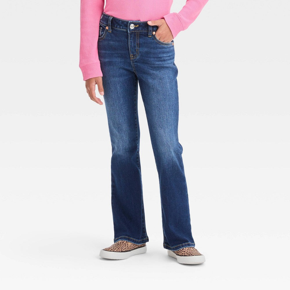 Girls' Mid-Rise Flare Jeans - Dark Wash 7
