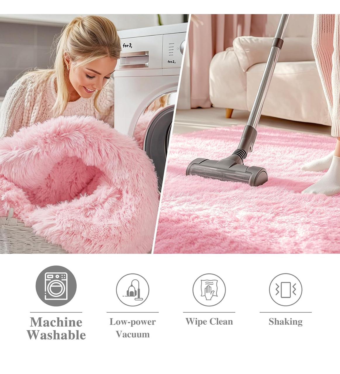 OLANLY 5 x 5 pink rug round