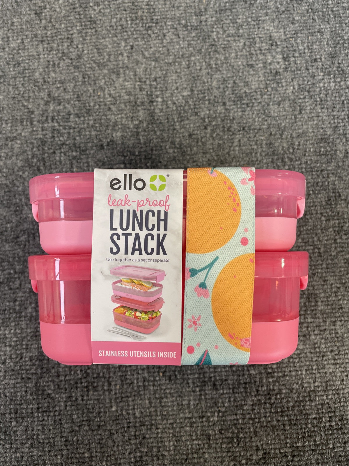 Ello 2pk Plastic Lunch Stack Food Storage Container Guava