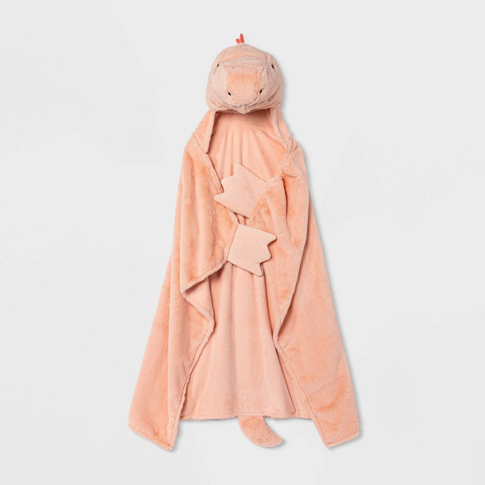 Dinosaur Kids' Hooded Blanket Pink - Pillowfort